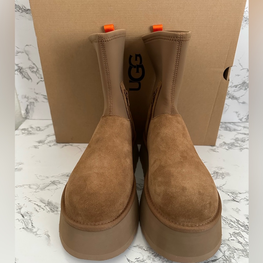 UGG Chestnut Brown Classic Dipper Platform Zip Boots Shoes Women’s Size 11 - Picture 3 of 8